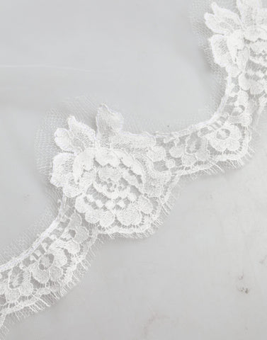 White Floral LaceNylon Floor Length 3M Long Veil