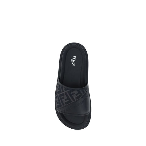 Gray Fabric Flat Sandals