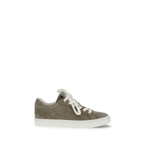 Gray Calf Leather Bos Taurus Low Top Sneakers