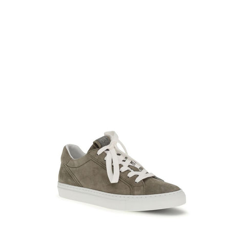 Gray Calf Leather Bos Taurus Low Top Sneakers