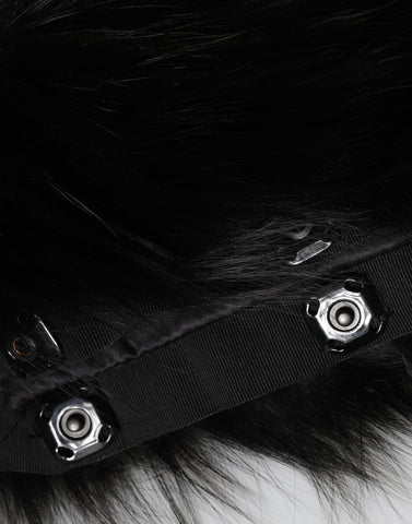 Black Fur Shoulder Collar Wrap Shawl Scarf