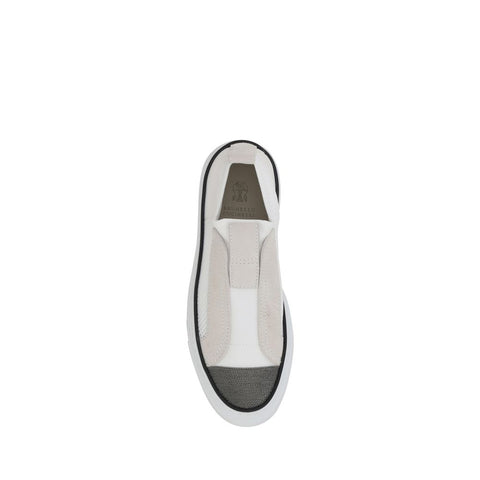 White Nylon Low Top Sneakers
