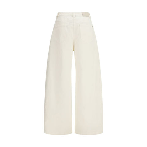 Beige Cotton Casual Pants