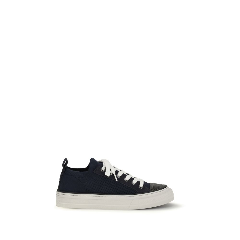 Blue Cotton Low Top Sneakers