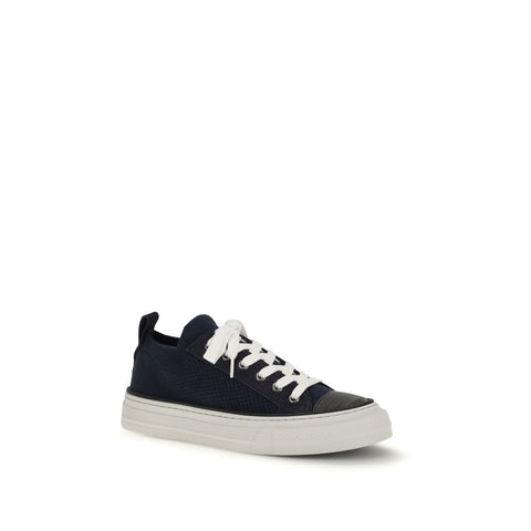 Blue Cotton Low Top Sneakers