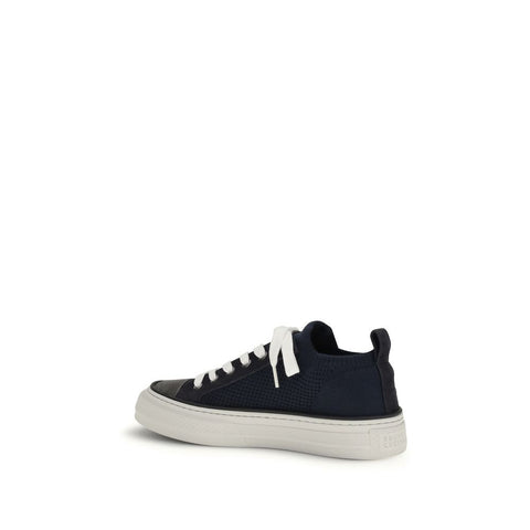 Blue Cotton Low Top Sneakers