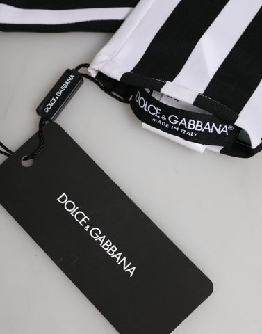 Black White Stripes Nylon Elbow Length Women Gloves