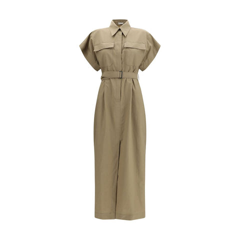 Beige Cotton Casual Dress
