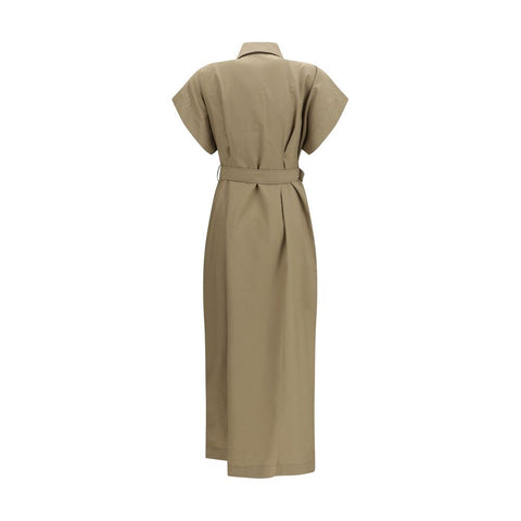 Beige Cotton Casual Dress