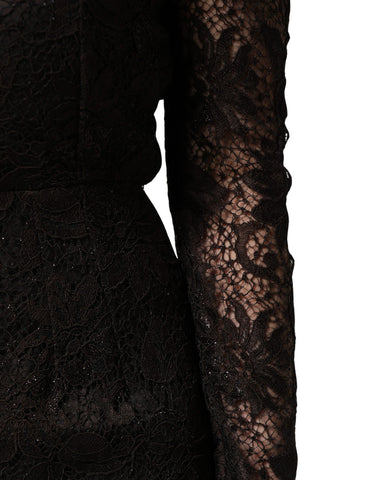 Black Floral Lace Sheath Long Maxi Dress