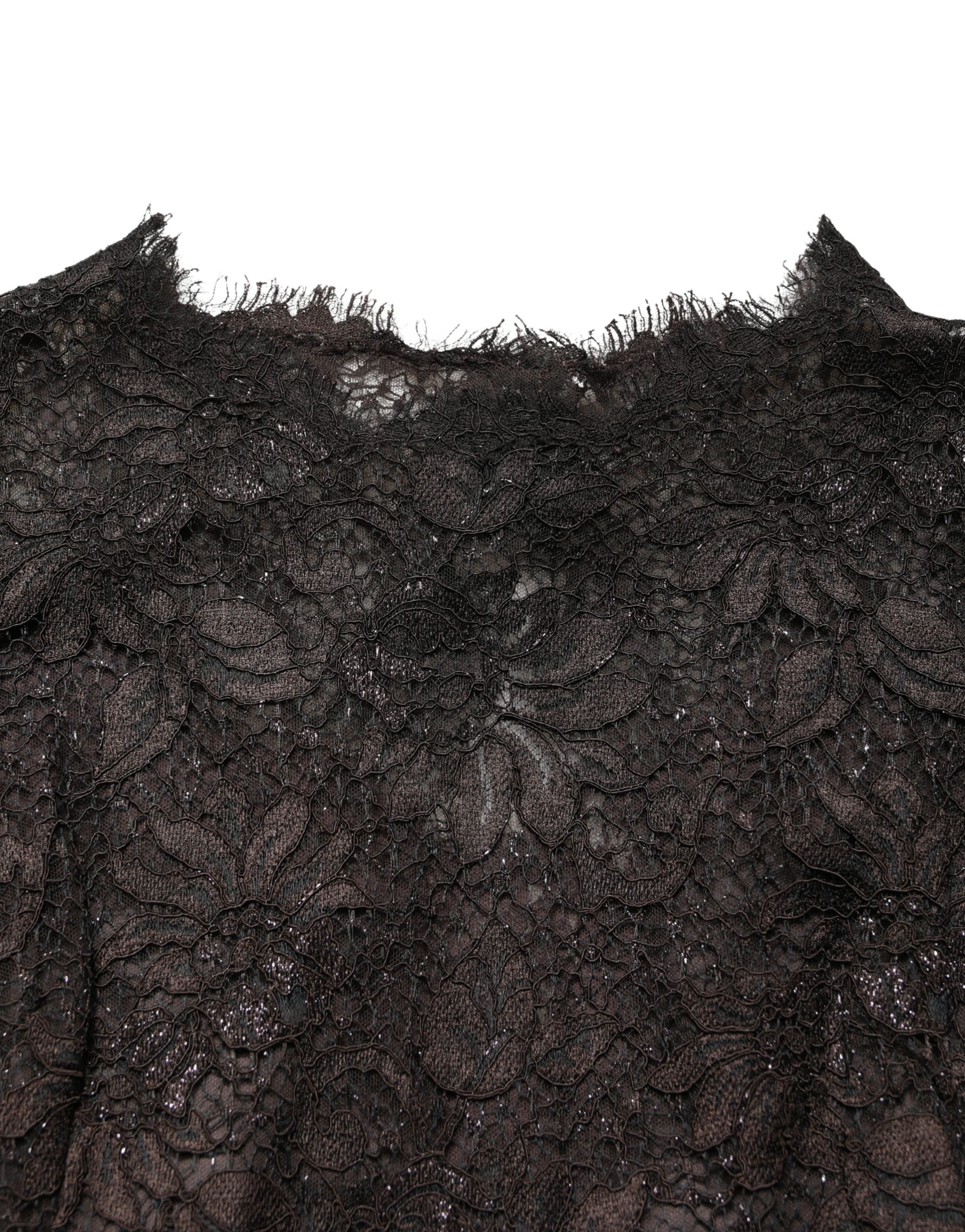 Black Floral Lace Sheath Long Maxi Dress