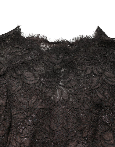 Black Floral Lace Sheath Long Maxi Dress