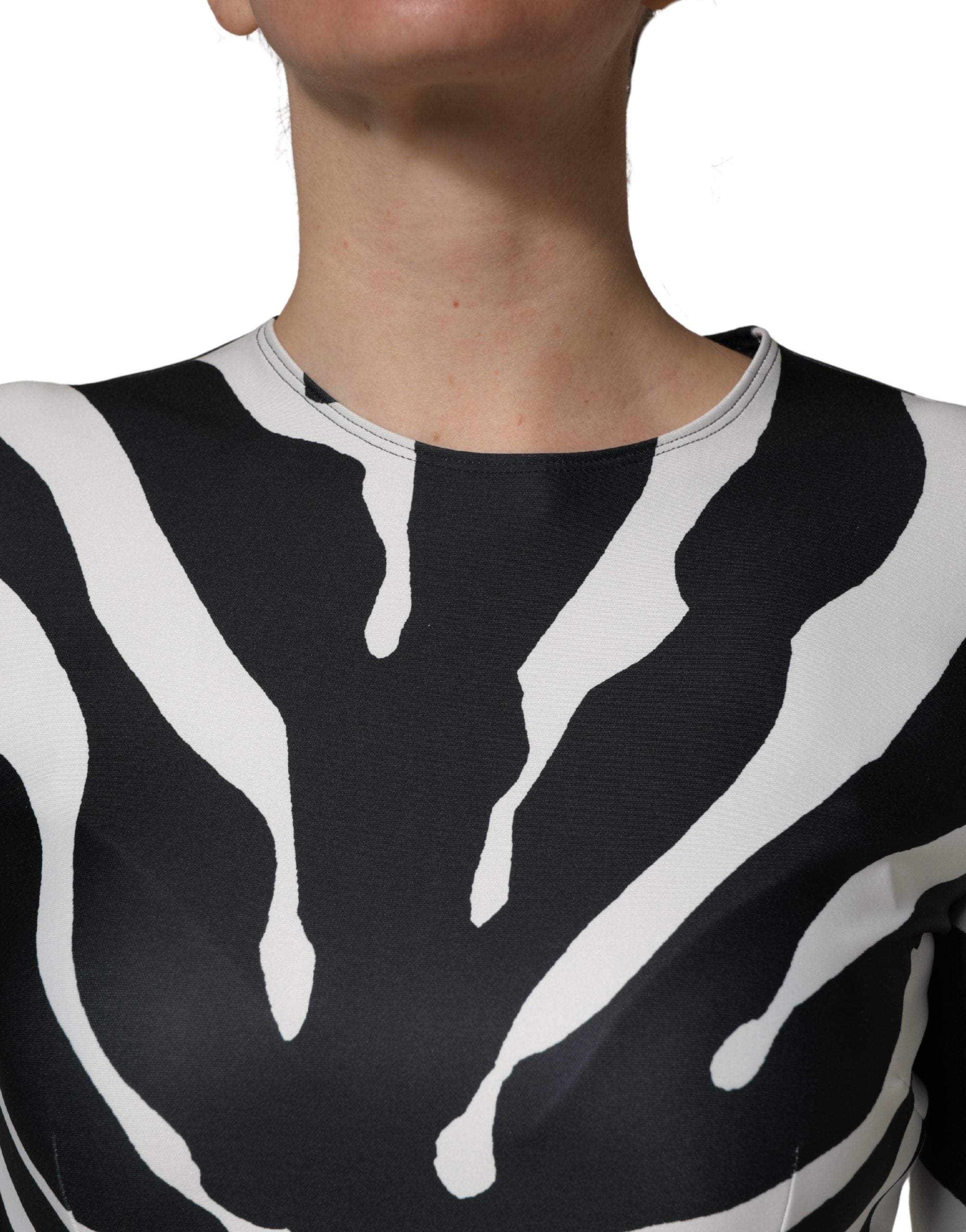 Black White Polyester Zebra Pattern Jumpsuit
