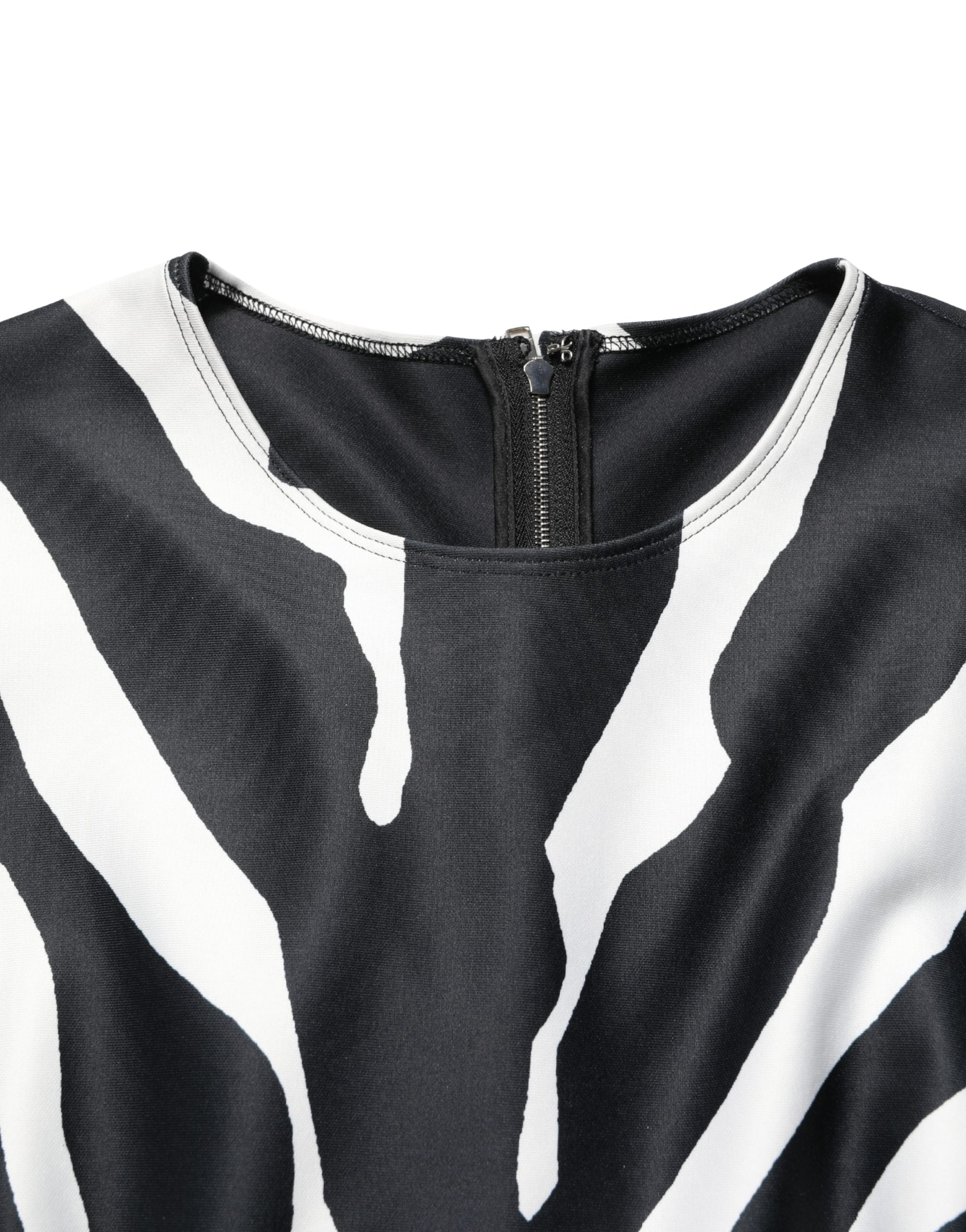 Black White Polyester Zebra Pattern Jumpsuit