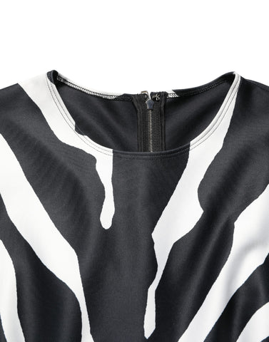 Black White Polyester Zebra Pattern Jumpsuit