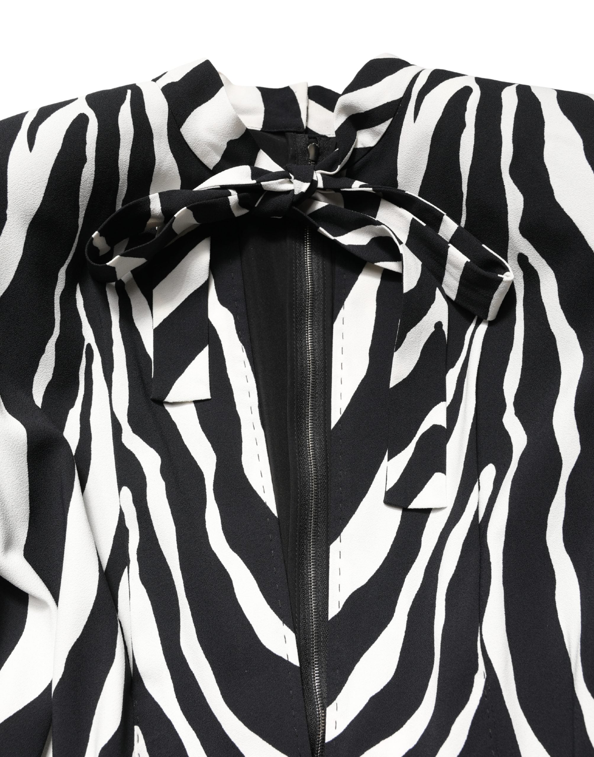 Black White Viscose Zebra Pattern Jumpsuit