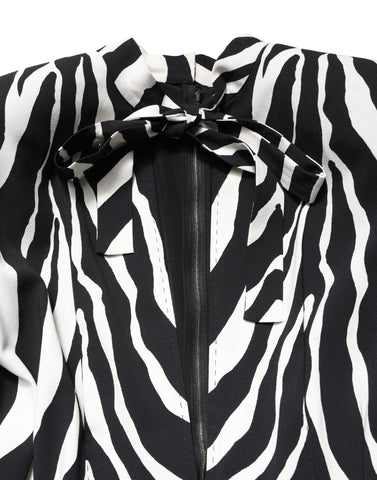 Black White Viscose Zebra Pattern Jumpsuit