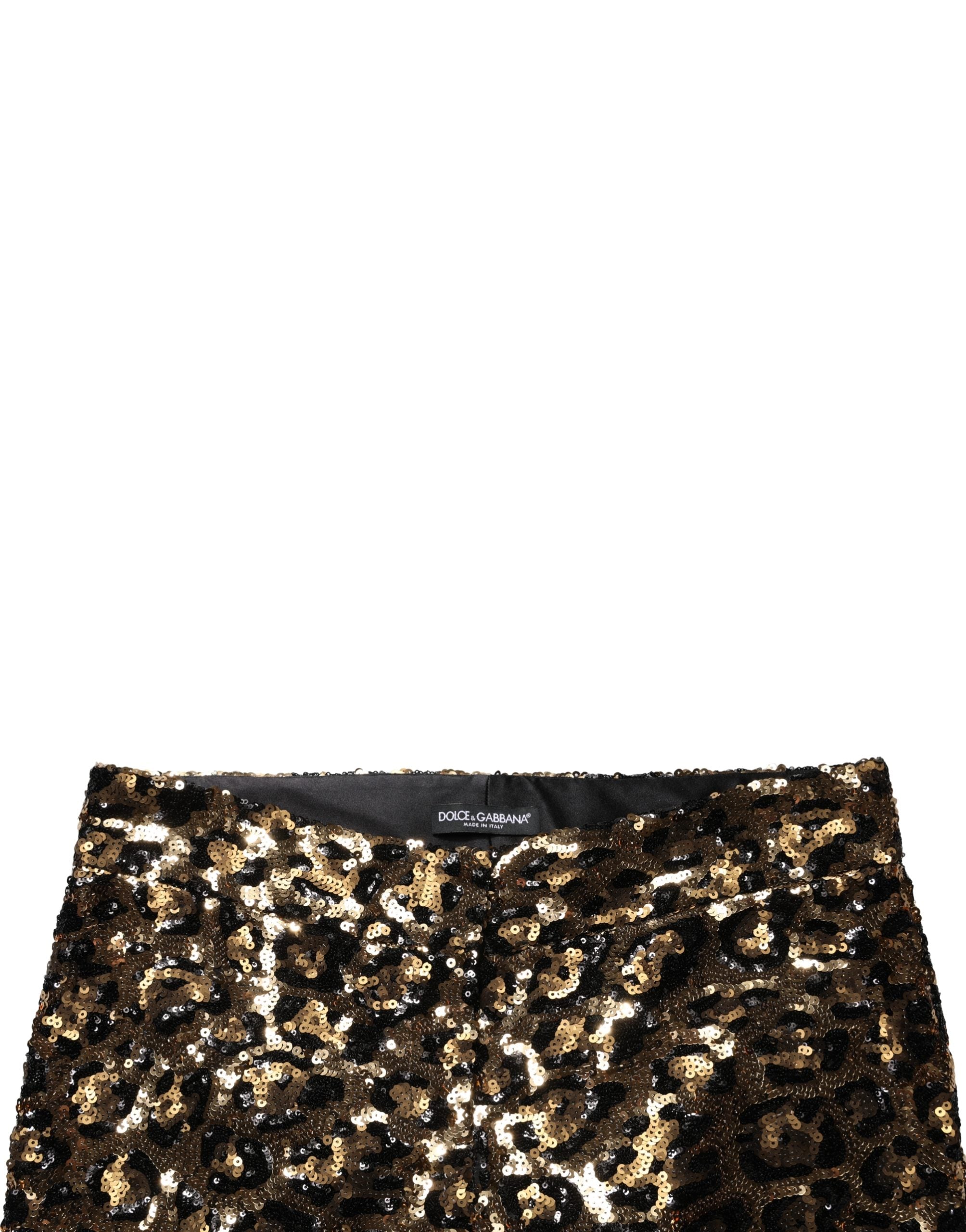 Gold Leopard Sequined Straight Trouser Pants