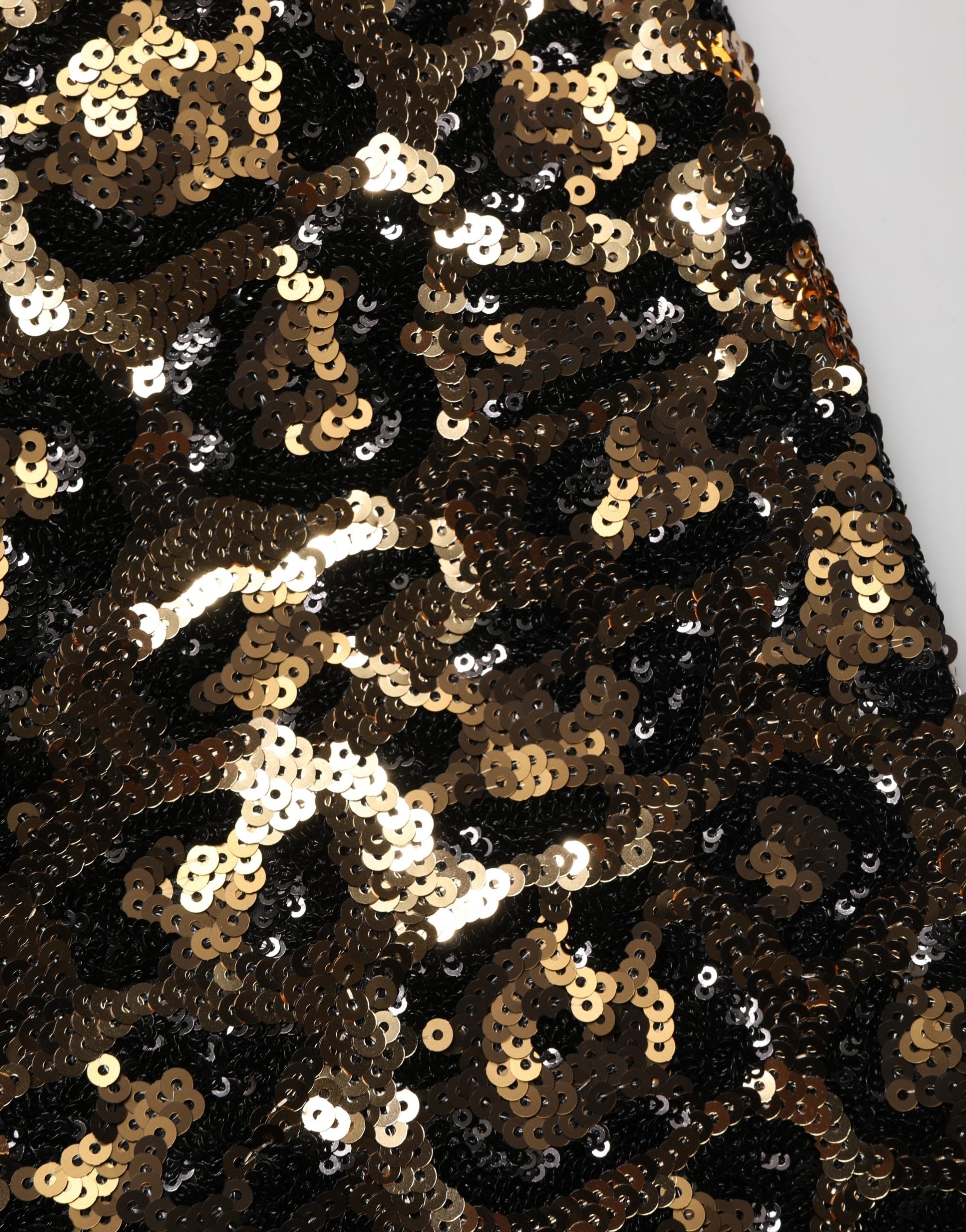 Gold Leopard Sequined Straight Trouser Pants