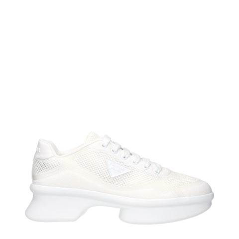 White Fabric Low Top Sneakers