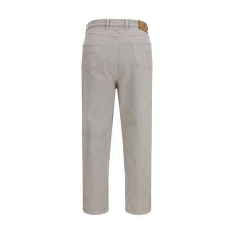 Beige Cotton Casual Pants
