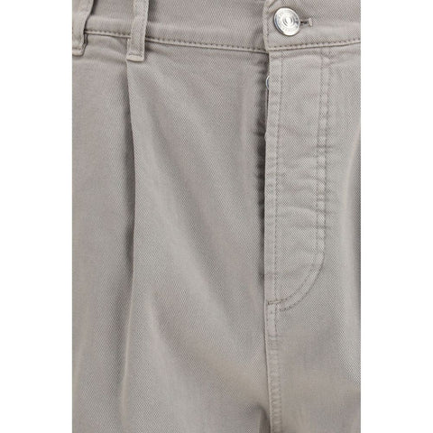 Beige Cotton Casual Pants