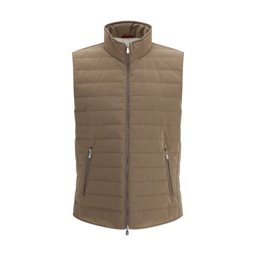 Beige Polyester Sleeveless Jacket