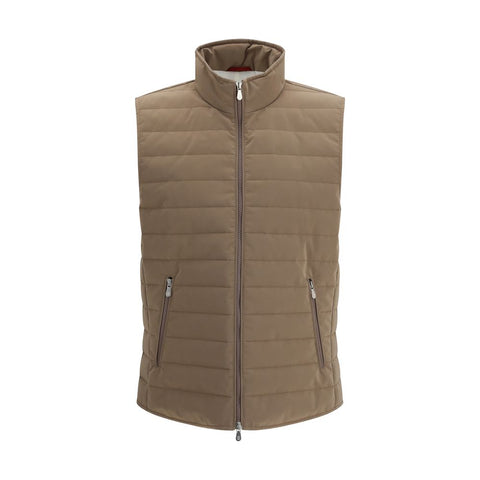 Beige Polyester Sleeveless Jacket