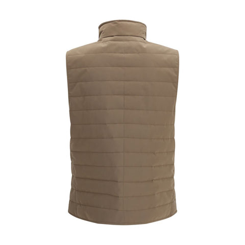 Beige Polyester Sleeveless Jacket
