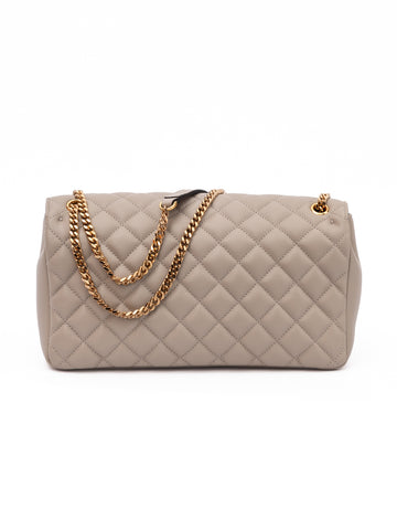 Taupe Quilted Leather Shoulder Strap Bag