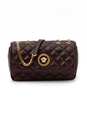 Brown Quilted Leather Shoulder Strap Bag
