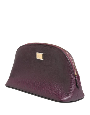 Dark Purple Leather DG Logo Zip Around Hand Purse Wallet