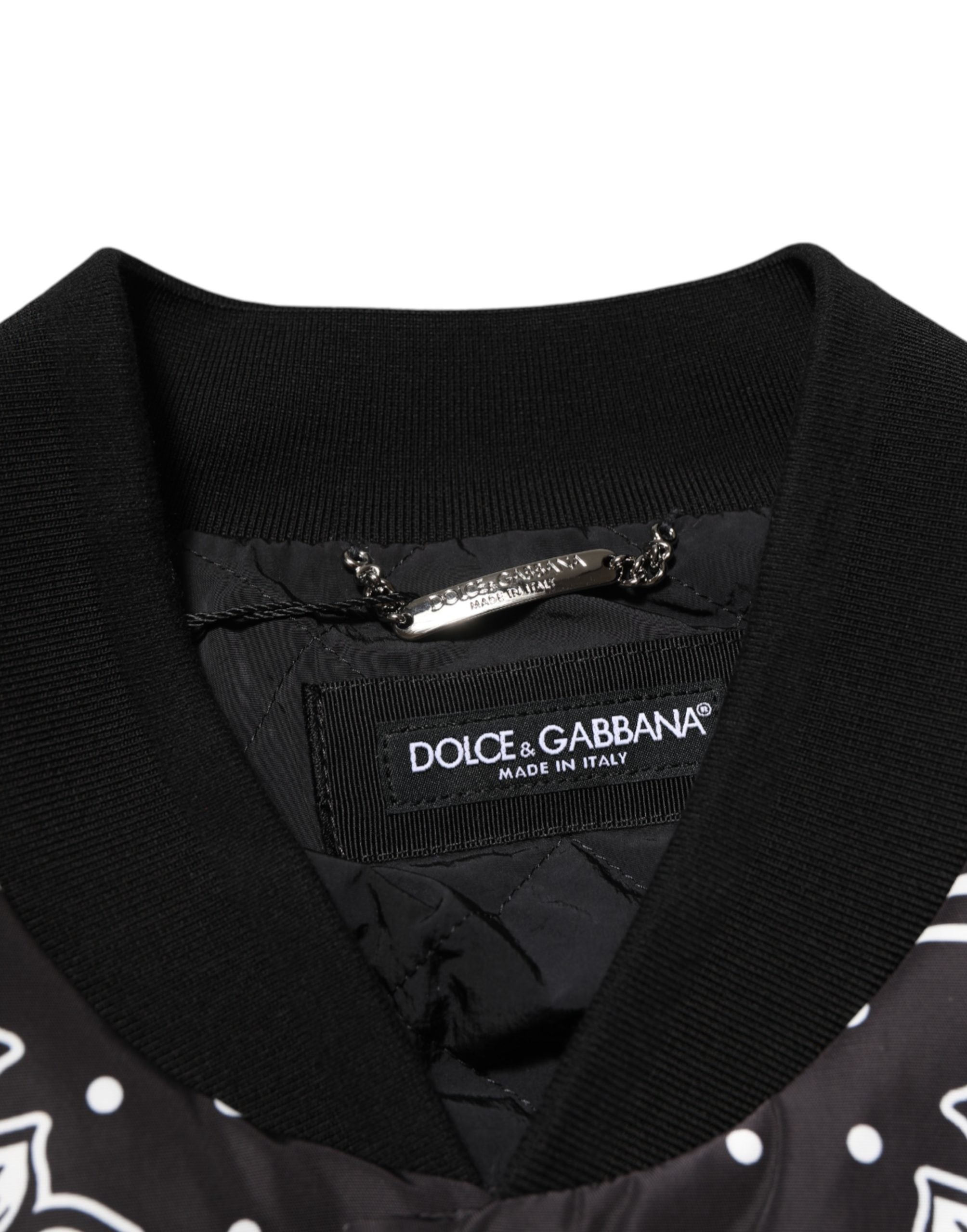 Black White BandanaPrint Men Bomber  Jacket