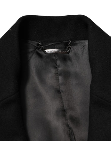 Black Heraldic Patch Single Breasted Blazer Jacket