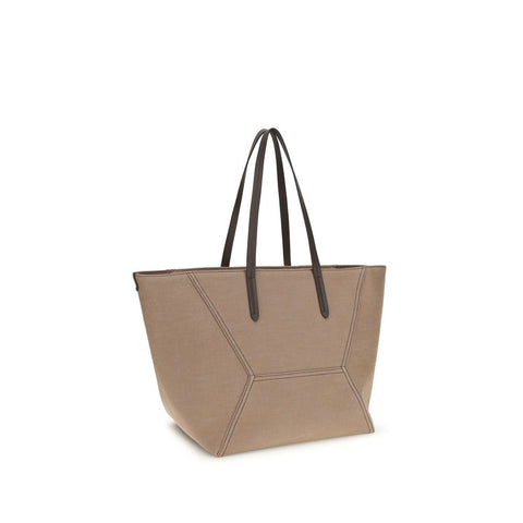 Beige Cotton Shoulder Bag