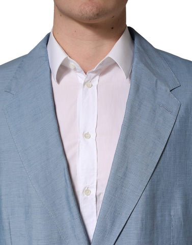 Light Blue Single Breasted Men Jacket Blazer