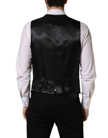 Black Wool Single Breasted Waistcoat Vest