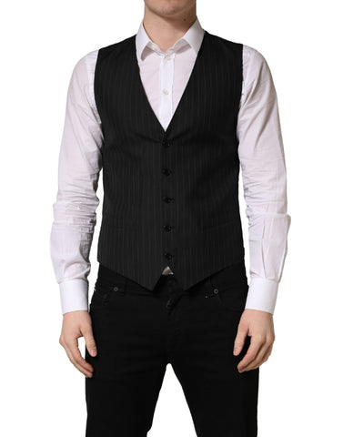 Black Stripe Single Breasted Waistcoat Vest