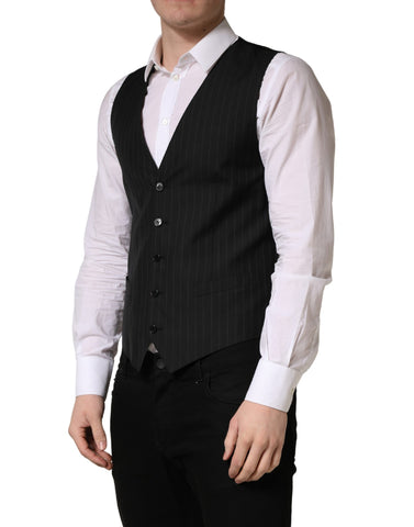 Black Stripe Single Breasted Waistcoat Vest