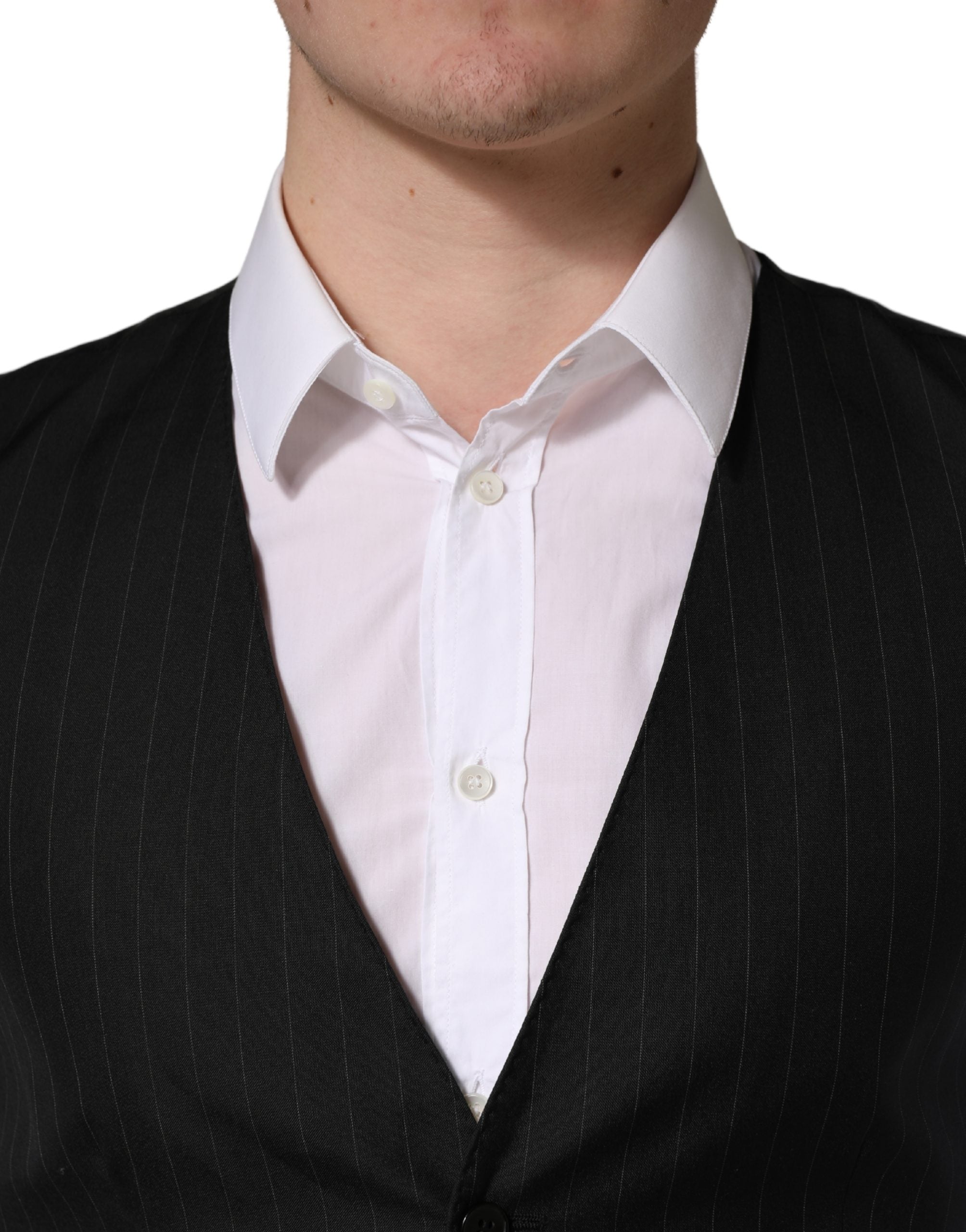 Black Stripe Single Breasted Waistcoat Vest