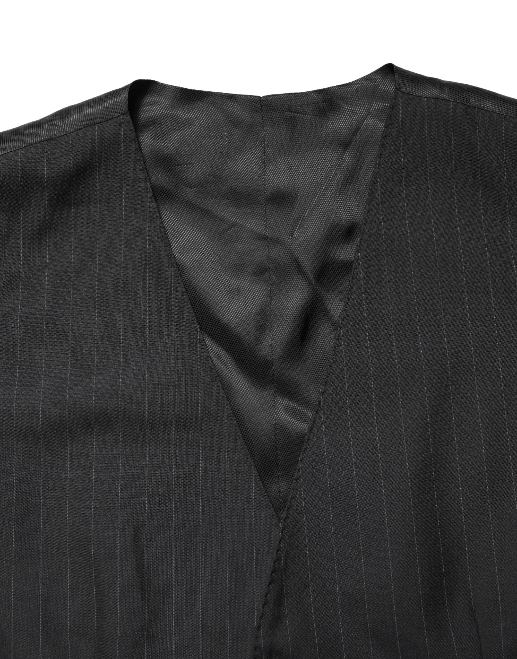 Black Stripe Single Breasted Waistcoat Vest