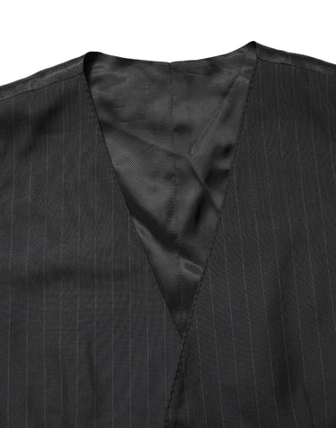 Black Stripe Single Breasted Waistcoat Vest