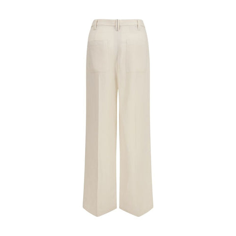 Beige Viscose Casual Pants