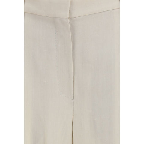 Beige Viscose Casual Pants