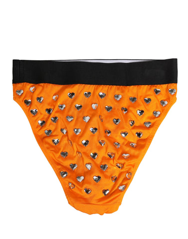 Orange Crystal High Waist Brief Panty Underwear
