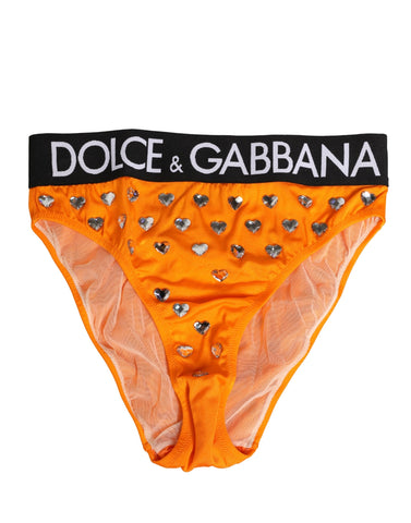 Orange Crystal High Waist Brief Panty Underwear