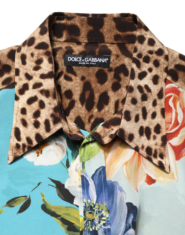 Multicolor Floral Animal Print Collared Shirt