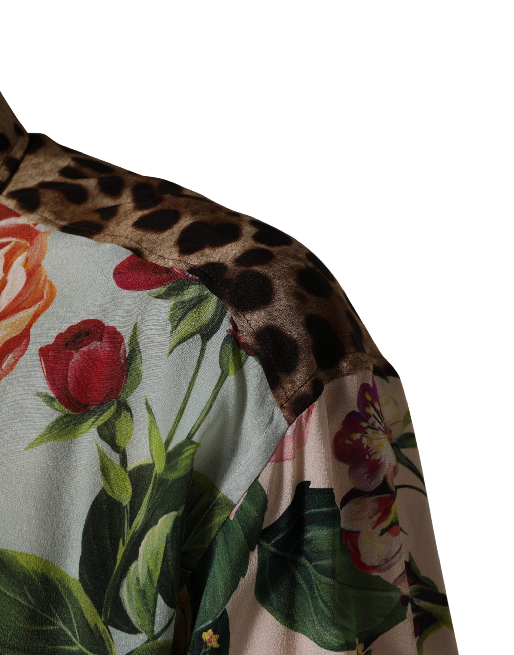 Multicolor Floral Animal Print Collared Shirt