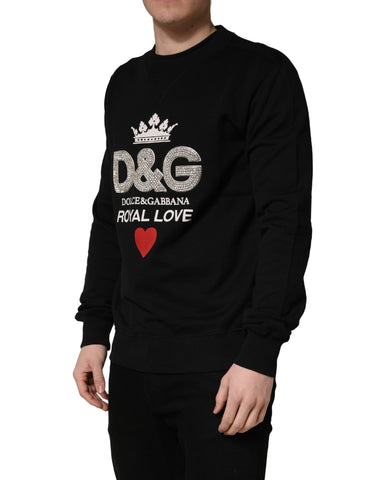 Black Embellished Cotton Sweatshirt Sweater