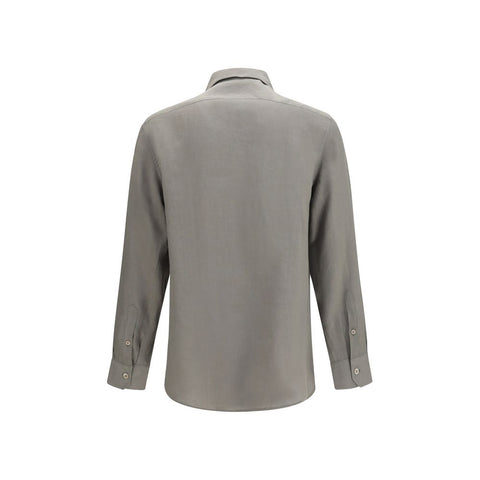 Bicolor Linen Dress Shirt